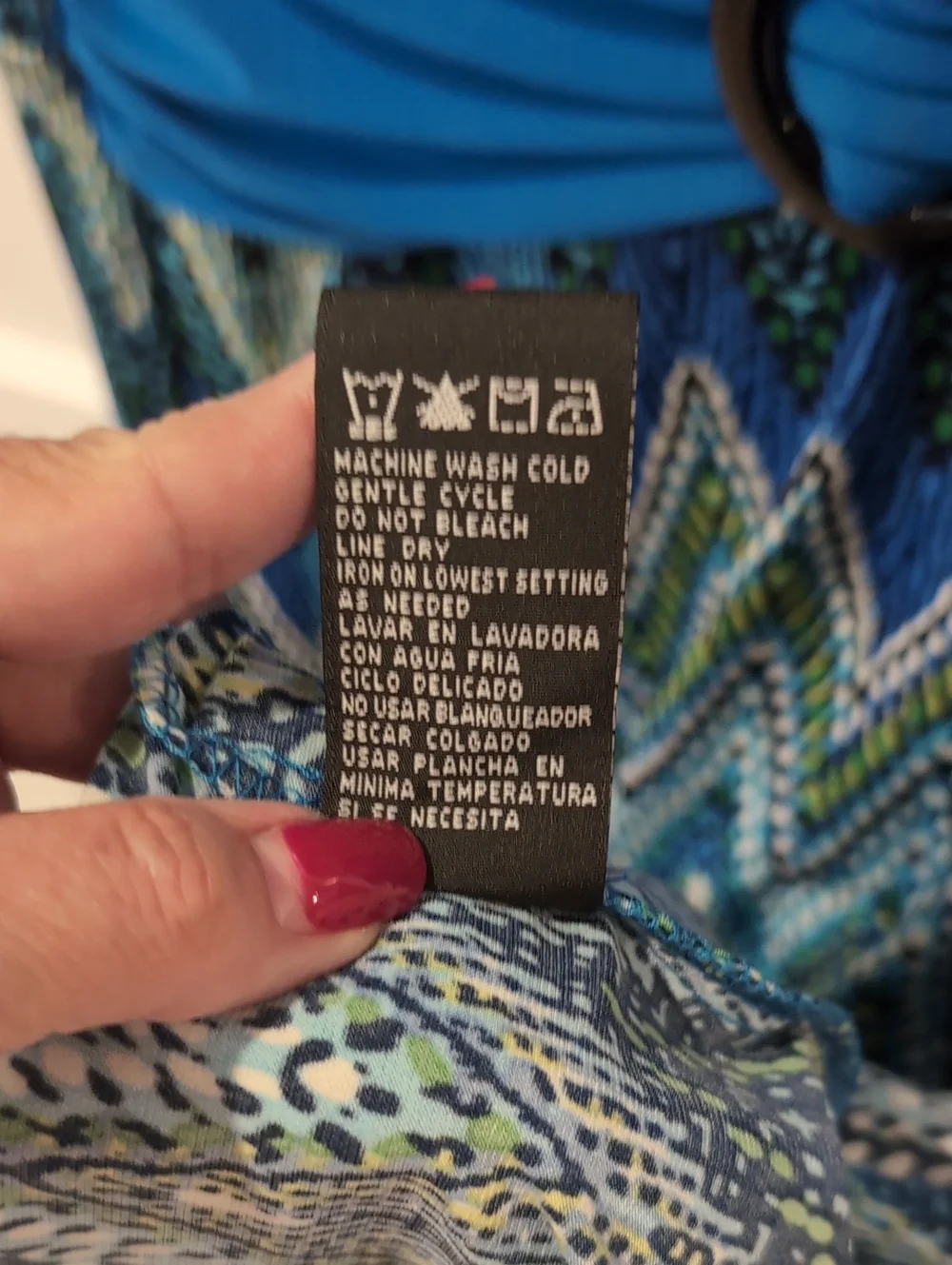 Perceptions Blue & Teal Zigzag Midi Dress with Waist Ring